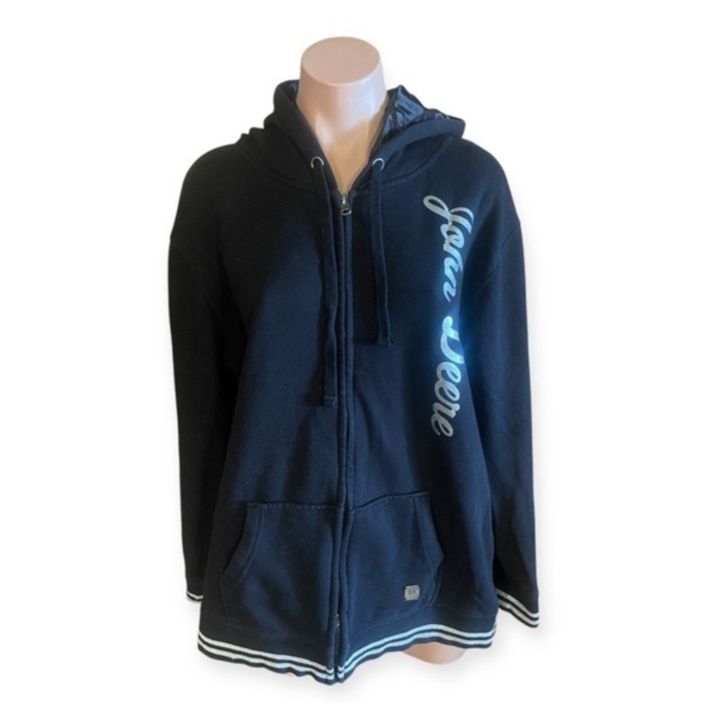 John Deere Women’s XL Black Metallic Trimmed Zipper Hoodie